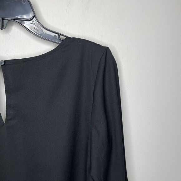 ABERCROMBIE & FITCH Top Womens Small Black V-Neck Popover Blouse Layered Relaxed - Picture 5 of 8